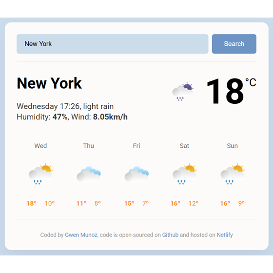 Weekly Forecast App screenshot