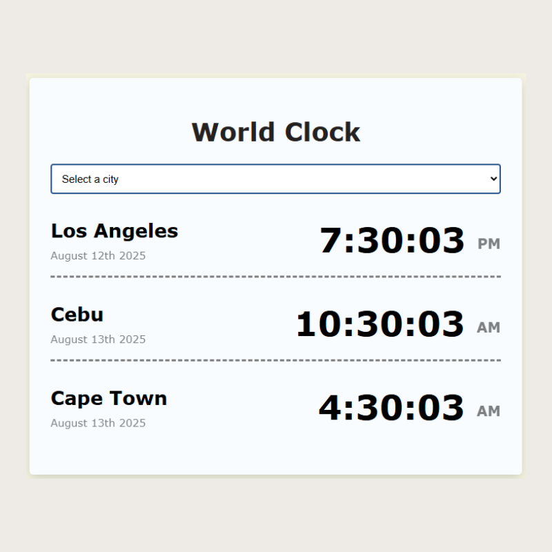World Clock App screenshot